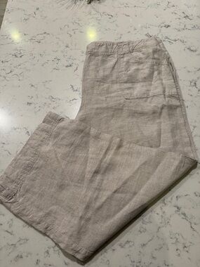 Talbots Women's Ankle-Length Linen Pants - Light Taupe